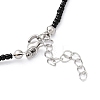 Natural Pearl Pendant Necklace with Glass Beaded Chains NJEW-M201-01B-3