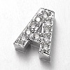 Platinum Plated Brass Micro Pave Cubic Zirconia Letter Slide Charms ZIRC-E015-04A-1