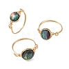 3Pcs Natural Paua Shell with Copper Wire Finger Rings for Women RJEW-JR01112-3