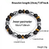 European Synthetic Non-magnetic Hematite & Natural Obsidian & Lava Rock & Tiger Eye Beaded Stretch Bracelets for Men XR3727-5-1