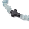 Natural Aquamarine Chips Stretch Bracelets for Women Men BJEW-JB11341-05-3