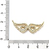 Brass Micro Pave Clear Cubic Zirconia Hollow Wings with Heart Connector Charms KK-L229-062G-3