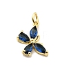Butterfly Brass Glass Pendants KK-C134-20G-3