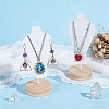 Bust Iron Jewelry Necklace Display Stands with Wooden Rond Base NDIS-WH0024-06A-4