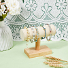 Velvet T-Bar Bracelet Display Stands with Wood Base BDIS-WH0003-29-6
