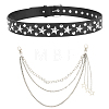 2Pcs 2 Styles Alloy Star & Black PU Leather Chain Belts DIY-CL0002-54-7