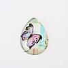 Butterfly Printed Glass Cabochons GGLA-N002-18x25-C-2
