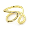 Brass Micro Pave Cubic Zirconia Cuff Rings RJEW-L113-001G-2