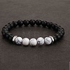 8MM Natural Howlite and Frosted Black Round Beaded Stretch for Men DZ7575-6-1