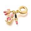 Brass Enamel Lipstick & Perfume European Dangle Charms KK-U048-05G-02-2