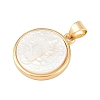 Natural White Shell Flat Round Pendants KK-F919-42C-G03-2
