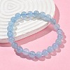 Natural Aquamarine Round Bead Stretch Bracelets for Men Women BJEW-U034-01C-04-3