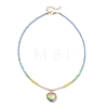 2Pcs 2 Styles Colorful K9 Glass Teardrop Heart Pendant Electroplated Glass Faceted Rondelle Beaded Necklaces NJEW-JN05752-5