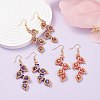 3Pair 3 Color Glass Seed Braided Leaf Dangle Earrings EJEW-JE04846-2