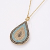 Brass Micro Pave Cubic Zirconia Pendant Necklaces NJEW-E111-64G-2