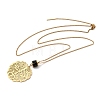 304 Stainless Steel with Disc Glass Leaf Pendant Necklaces NJEW-G184-02G-4