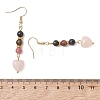 Valentine's Day Natural Multicolor Tourmaline & Natural Rose Quartz Dangle Earrings for Women EJEW-JE06955-5