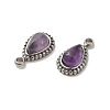 304 Stainless Steel Pave Natural Amethyst Teardrop Charms STAS-B074-04P-04-2