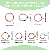 SUNNYCLUE 720Pcs 6 Styles 304 Stainless Steel Jump Rings STAS-SC0006-09-2