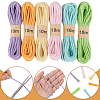 6 Bunldes 6 Colors Braided Polycotton Round Twine OCOR-CY0004-24A-6