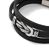 Men's Black PU Leather Cord Multi-Strand Bracelets BJEW-K243-01AS-2