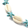 Natural Shell & Synthetic Turquoise Starfish Beaded Necklace with 304 Stainless Steel Clasps NJEW-TA00107-01-3