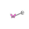 Butterfly Stainless Steel Enamel Straight Barbell 15 Gauge Piercing Tongue Rings for Women Men WG3D6AB-01-1