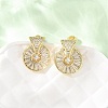 Flat Round Brass Micro Pave Clear Cubic Zirconia Stud Earrings EJEW-D351-11G-5
