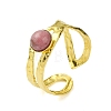 Ion Plating(IP) Round Natural Rhodonite Finger Rings RJEW-H233-01G-04-2