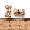 Brass Micro Pave Cubic Zirconia Beads KK-M318-22G-3