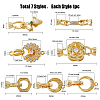 7Pcs 7 Styles Rack Plating Brass Micro Pave Clear Cubic Zirconia Fold Over Clasps KK-FH0004-70-2