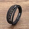 Natural Sodalite Round Beads & Braided Imitation Leather Cord Bracelets for Men FS-WGCE7B3-16-1