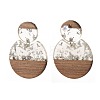 Transparent Resin & Walnut Wood Dangle Stud Earrings EJEW-JE04281-02-2