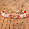 Adjustable Glass Seed Bead Braided Bead Bracelets for Women AP3719-3-1