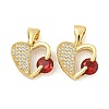 Brass Micro Pave Red Cubic Zirconia Pendants ZIRC-P115-05G-1