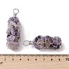 Rack Plating Copper Wire Wrapped Natural Amethyst Chip Big Pendants G-C130-01P-02-3