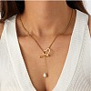 Adjustable Plastic Imitation Pearl Teardrop Tassel 304 Stainless Steel Heart OT Clasps Lariat Necklaces for Women SA-CBA364C-01G-1
