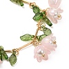 Flower Leaf Shell Pearl & Acrylic Charm Bracelets BJEW-TA00535-03-2