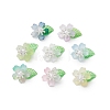 Flower Glass with Leaf Acrylic Charms HJEW-JM02572-01-1