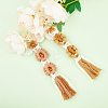 2Pcs 2 Colors Handmade Macrame Woven Cotton Flower Pendant Decorations HJEW-FH0001-34A-4