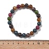 Natural Tourmaline Beaded Stretch Bracelets for Women Men BJEW-F483-03-5