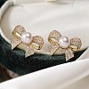 Brass Micro Pave Clear Cubic Zirconia Stud Earrings for Women EJEW-A110-08G-1