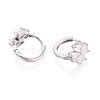 Brass Micro Pave Clear Cubic Zirconia Clover Hoop Earrings EJEW-T048-42P-2
