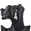 Round Shell Pearl & Glass Seed Beads Dangle Stud Earrings EJEW-TA00768-2