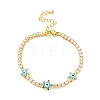Star with Evil Eye Enamel Link Bracelet with Clear Cubic Zirconia Tennis Chains BJEW-G650-01G-2