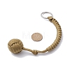 Polyester & Spandex Cord Ropes Braided Wood Ball Keychain KEYC-JKC00589-01-3