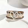 Heart Link PU Leather Triple Layer Multi-strand Bracelet PW-WG25635-03-1