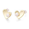 Brass & Natural Pearl Stud Earrings PEAR-N020-WX01-1