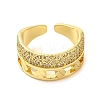 Brass Micro Pave Cubic Zirconia Cuff Rings RJEW-P102-15G-2