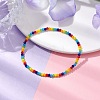 Rainbow Color Faceted Rondelle Glass Beaded Stretch Bracelets for Women BJEW-JB10547-2